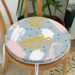 - RealHomes Yuvarlak Fermuarlı Minder - Realhomes  Mavi Zemin Üzerinde Sulu Boya Çizim Dijital Baskılı Yuvarlak Fermuarlı Sandalye Minderi Realhomes