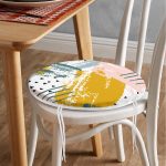 Yağlı Boya Soyut Çizimli Özel Tasarım Yuvarlak Fermuarlı Sandalye Minderi Realhomes