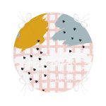 Kare Zeminde Yağlı Boya Çizimli Yuvarlak Fermuarlı Sandalye Minderi Realhomes