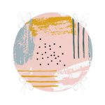 - RealHomes Yuvarlak Fermuarlı Minder - Realhomes Pembe Zeminde Soyut Sulu Boya Çizimli Yuvarlak Fermuarlı Sandalye Minderi Realhomes