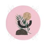 - RealHomes Yuvarlak Fermuarlı Minder - Realhomes  Pembe Zemin Üzerinde Soyut Yaprak Çizimli Yuvarlak Fermuarlı Sandalye Minderi Realhomes