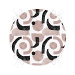 Beyaz Zeminde Soyut Geometrik Çizim Motifli Yuvarlak Fermuarlı Sandalye Minderi Realhomes