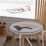 - RealHomes Yuvarlak Fermuarlı Minder - Realhomes  Gri Zeminde Gold Yaprak Motifli Yuvarlak Fermuarlı Sandalye Minderi Realhomes