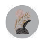 - RealHomes Yuvarlak Fermuarlı Minder - Realhomes  Gri Zeminde Gold Yaprak Motifli Yuvarlak Fermuarlı Sandalye Minderi Realhomes