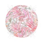 Mermer Zeminli Gold Ayrıntı Temalı Pembe Tropik Yaprak Desenli Yuvarlak Fermuarlı Sandalye Minderi Realhomes