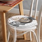 - RealHomes Yuvarlak Fermuarlı Minder - Realhomes  Soyut Çizim Altın Yaprak Desenli Özel Tasarım Yuvarlak Fermuarlı Sandalye Minderi Realhomes