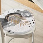 - RealHomes Yuvarlak Fermuarlı Minder - Realhomes  Soyut Çizim Altın Yaprak Desenli Özel Tasarım Yuvarlak Fermuarlı Sandalye Minderi Realhomes