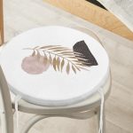 - RealHomes Yuvarlak Fermuarlı Minder - Realhomes Beyaz Zeminde Soyut Çizim Ay Ve Yaprak Motifli Yuvarlak Fermuarlı Sandalye Minderi Realhomes