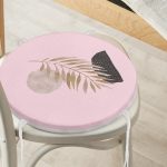 - RealHomes Yuvarlak Fermuarlı Minder - Realhomes Pembe Zemin Üzerinde Soyut Çizim Ay Ve Yaprak Motifli Yuvarlak Fermuarlı Sandalye Minderi Realhomes