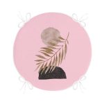 - RealHomes Yuvarlak Fermuarlı Minder - Realhomes Pembe Zemin Üzerinde Soyut Çizim Ay Ve Yaprak Motifli Yuvarlak Fermuarlı Sandalye Minderi Realhomes