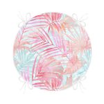 - RealHomes Yuvarlak Fermuarlı Minder - Realhomes Pembe Ve Mavi Yaprak Desenli Özel Tasarım Yuvarlak Fermuarlı Sandalye Minderi Realhomes