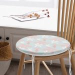 Renkli Zeminde Pembe Ve Beyaz Yaprak Motifli Yuvarlak Fermuarlı Sandalye Minderi Realhomes