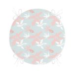 Renkli Zeminde Pembe Ve Beyaz Yaprak Motifli Yuvarlak Fermuarlı Sandalye Minderi Realhomes