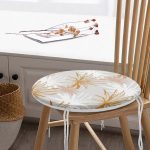 - RealHomes Yuvarlak Fermuarlı Minder - Realhomes  Beyaz Ve Gold Yaprak Desenli Özel Tasarım Modern Yuvarlak Fermuarlı Sandalye Minderi Realhomes