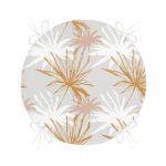 - RealHomes Yuvarlak Fermuarlı Minder - Realhomes  Beyaz Ve Gold Yaprak Desenli Özel Tasarım Modern Yuvarlak Fermuarlı Sandalye Minderi Realhomes