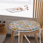 - RealHomes Yuvarlak Fermuarlı Minder - Realhomes  Botanik Portre Basklı Yuvarlak Fermuarlı Sandalye Minderi Realhomes