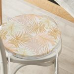 - RealHomes Yuvarlak Fermuarlı Minder - Realhomes  Altın Çizim Yaprak Desenli Özel Tasarım Yuvarlak Fermuarlı Sandalye Minderi Realhomes