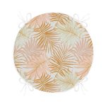 - RealHomes Yuvarlak Fermuarlı Minder - Realhomes  Altın Çizim Yaprak Desenli Özel Tasarım Yuvarlak Fermuarlı Sandalye Minderi Realhomes