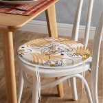 - RealHomes Yuvarlak Fermuarlı Minder - Realhomes Tropik Gold Yapraklar Üzerinde Antik Yunan Tanrısı Desenli Yuvarlak Fermuarlı Sandalye Minderi Realhomes