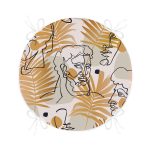 - RealHomes Yuvarlak Fermuarlı Minder - Realhomes Tropik Gold Yapraklar Üzerinde Antik Yunan Tanrısı Desenli Yuvarlak Fermuarlı Sandalye Minderi Realhomes