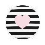 - RealHomes Yuvarlak Fermuarlı Minder - Realhomes Modern Kalp Desenli Dijital Baskılı Yuvarlak Fermuarlı Sandalye Minderi Realhomes