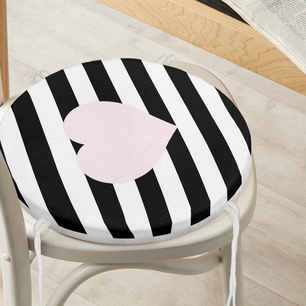 - RealHomes Yuvarlak Fermuarlı Minder - Realhomes  Yaprak Desen Dijital Baskılı Yuvarlak Fermuarlı Sandalye Minderi Realhomes