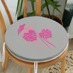 - RealHomes Yuvarlak Fermuarlı Minder - Realhomes Fuşya Palmiye Yaprak Dijital Baskılı Yuvarlak Fermuarlı Sandalye Minderi Realhomes