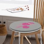 - RealHomes Yuvarlak Fermuarlı Minder - Realhomes Fuşya Palmiye Yaprak Dijital Baskılı Yuvarlak Fermuarlı Sandalye Minderi Realhomes