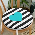 - RealHomes Yuvarlak Fermuarlı Minder - Realhomes Modern Kalp Desenli Dijital Baskılı Yuvarlak Fermuarlı Sandalye Minderi Realhomes