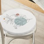 Portre Çizim Üzerinde Yaprak Desenli Yuvarlak Fermuarlı Sandalye Minderi Realhomes