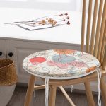 - RealHomes Yuvarlak Fermuarlı Minder - Realhomes  Realhomes Kırmızı Ve Turuncu Puantiyeli Zeminde Karakalem Çiçek Motifli Modern Yuvarlak Fermuarlı Sandalye Minderi Realhomes