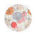 - RealHomes Yuvarlak Fermuarlı Minder - Realhomes  Realhomes Kırmızı Ve Turuncu Puantiyeli Zeminde Karakalem Çiçek Motifli Modern Yuvarlak Fermuarlı Sandalye Minderi Realhomes