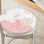 - RealHomes Yuvarlak Fermuarlı Minder - Realhomes Kırmızı Şeritli Portre Çizimli Özel Tasarımlı Modern Yuvarlak Fermuarlı Sandalye Minderi Realhomes