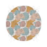 - RealHomes Yuvarlak Fermuarlı Minder - Realhomes Mavi Ve Kahverengi Puantiye Zeminli Karakalem Çizim Çiçek Motifli Yuvarlak Fermuarlı Sandalye Minderi Realhomes