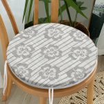 - RealHomes Yuvarlak Fermuarlı Minder - Realhomes Kot Zemin Temalı Çiçek Motifli Dijital Baskılı Yuvarlak Fermuarlı Sandalye Minderi Realhomes