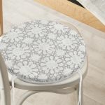 - RealHomes Yuvarlak Fermuarlı Minder - Realhomes Gri Kot Desenli Güneş Motifli Modern Yuvarlak Fermuarlı Sandalye Minderi Realhomes