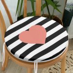 - RealHomes Yuvarlak Fermuarlı Minder - Realhomes Modern Kalp Desenli Dijital Baskılı Yuvarlak Fermuarlı Sandalye Minderi Realhomes