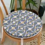 - RealHomes Yuvarlak Fermuarlı Minder - Realhomes  Gri Zemin Üzerinde Kahverengi Kot Çizgili Yuvarlak Fermuarlı Sandalye Minderi Realhomes