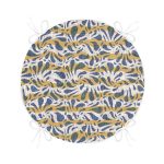 - RealHomes Yuvarlak Fermuarlı Minder - Realhomes  Gri Zeminde Dalgalı Çizgiler Üzerinde Damla Motifli Yuvarlak Fermuarlı Sandalye Minderi Realhomes