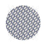 - RealHomes Yuvarlak Fermuarlı Minder - Realhomes  Lacivert Kot Zemin Üzerinde Gri Su Damlacıklı Yuvarlak Fermuarlı Sandalye Minderi Realhomes