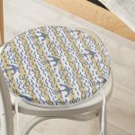 Denizci Motifli Çapa Desenli Yuvarlak Fermuarlı Sandalye Minderi Realhomes