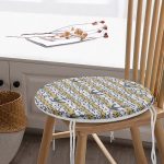 Denizci Motifli Çapa Desenli Yuvarlak Fermuarlı Sandalye Minderi Realhomes