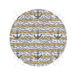 Denizci Motifli Çapa Desenli Yuvarlak Fermuarlı Sandalye Minderi Realhomes