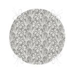 Gri Kot Zeminde Çiçek Ve Dal Motifli Özel Tasarım Yuvarlak Fermuarlı Sandalye Minderi Realhomes