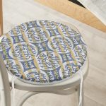 - RealHomes Yuvarlak Fermuarlı Minder - Realhomes  Kot Desende Yazı Motifli Özel Tasarım Yuvarlak Fermuarlı Sandalye Minderi Realhomes