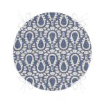 Realhomes Lacivert Kot Zeminde Soyut Çizimler Dijital Baskılı Yuvarlak Fermuarlı Sandalye Minderi Realhomes