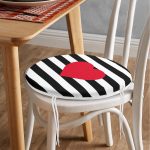 - RealHomes Yuvarlak Fermuarlı Minder - Realhomes  Modern Kalp Desenli Dijital Baskılı Yuvarlak Fermuarlı Sandalye Minderi Realhomes