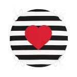 - RealHomes Yuvarlak Fermuarlı Minder - Realhomes  Modern Kalp Desenli Dijital Baskılı Yuvarlak Fermuarlı Sandalye Minderi Realhomes