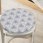 - RealHomes Yuvarlak Fermuarlı Minder - Realhomes Gri Zeminde Geometrik Çiçek Motifli Yuvarlak Fermuarlı Sandalye Minderi Realhomes