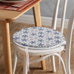 Gri Kot Zemin Üzerinde Kristal Taneleri Motifli Yuvarlak Fermuarlı Sandalye Minderi Realhomes